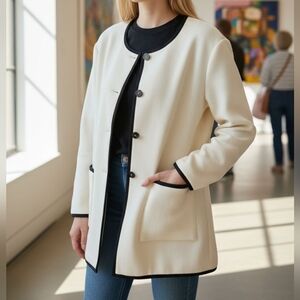 PLM White Blazer with Black Trim JAC1)